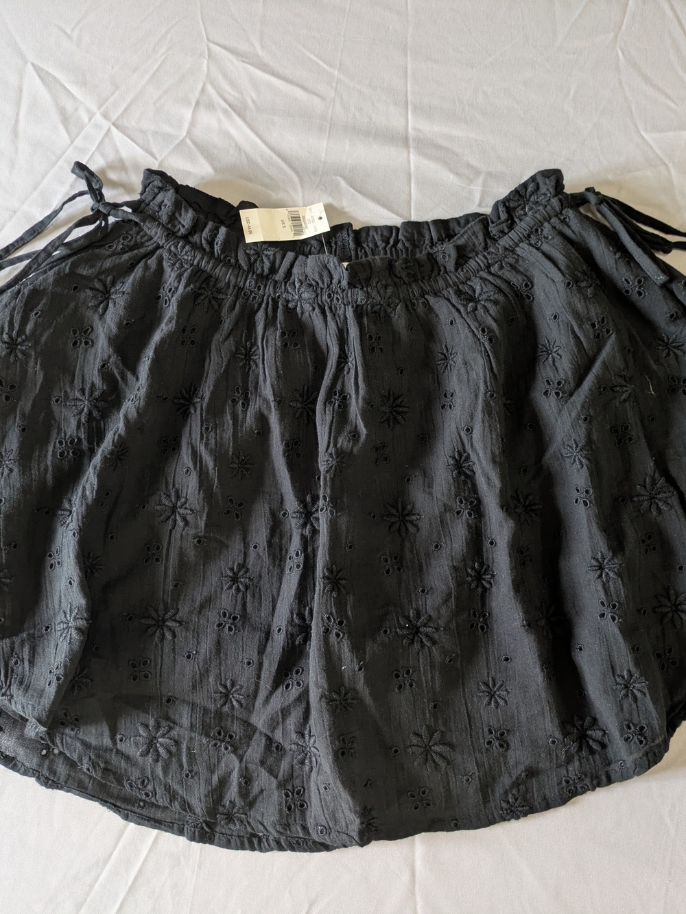 Aerie Black Floral Eyelet Embroidery Mini Skirt - Size S NWT